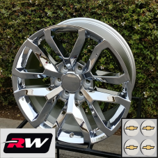 TRIPLE CHROME CHEVY SILVERADO TAHOE DENALI STYLE WHEELS SET 22X9 FITS 1999 2021