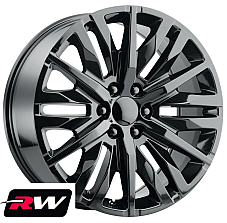 20 x9 inch Chevy Avalanche OE Replica Wheels Gloss Black 2019 Sierra Denali Rims