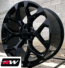 GM Accessory CK156 OE Replica 24 inch Gloss Black Snowflake wheels