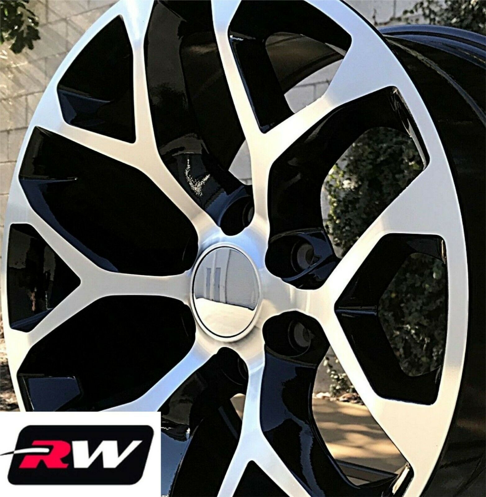 24 X10 Inch RW 5668 Wheels For GMC Truck Black Machined Rims 6x139 7