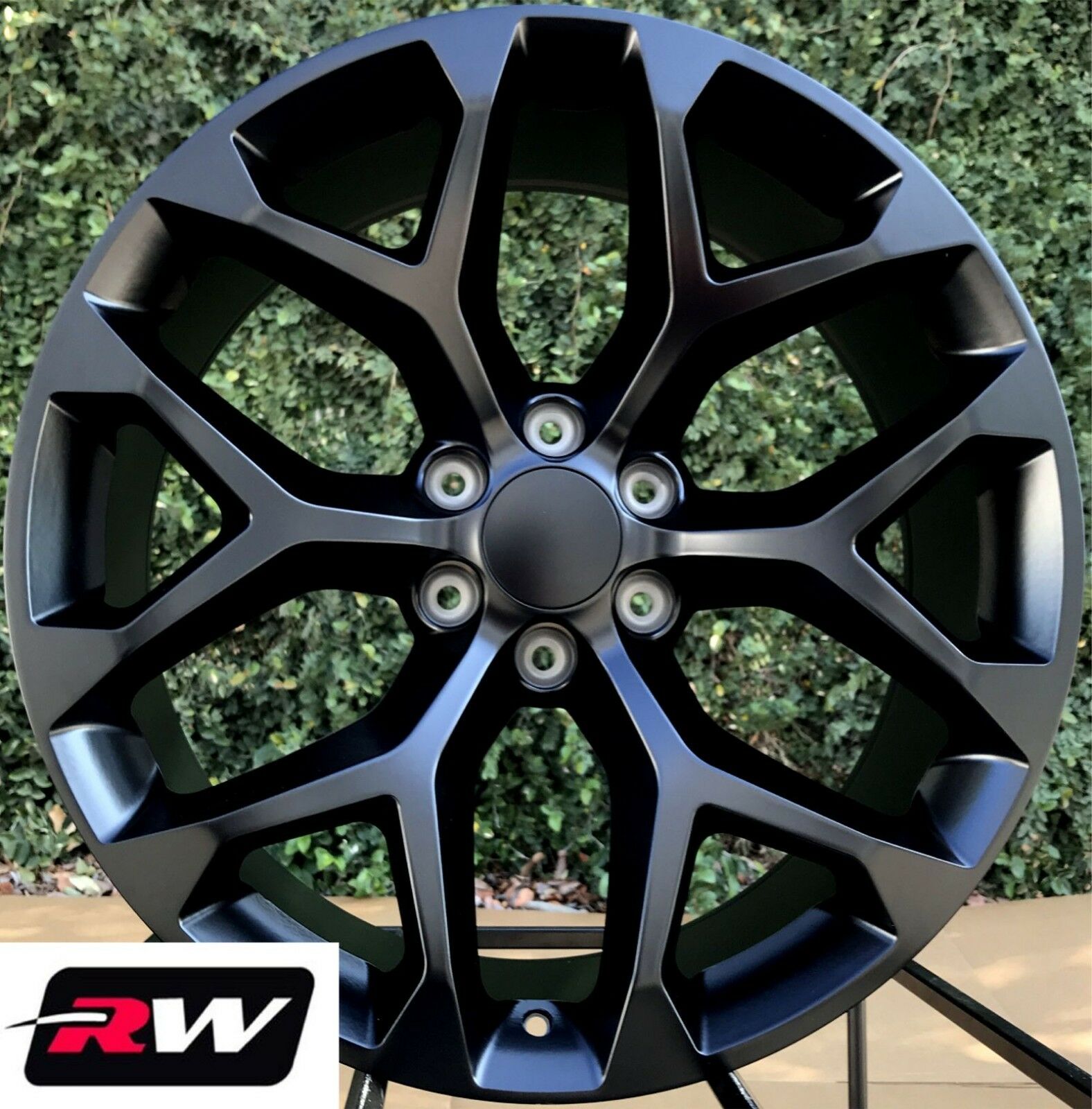 24 X10 Inch Chevy Avalanche Oe Replica Wheels Snowflake Rims Satin Black