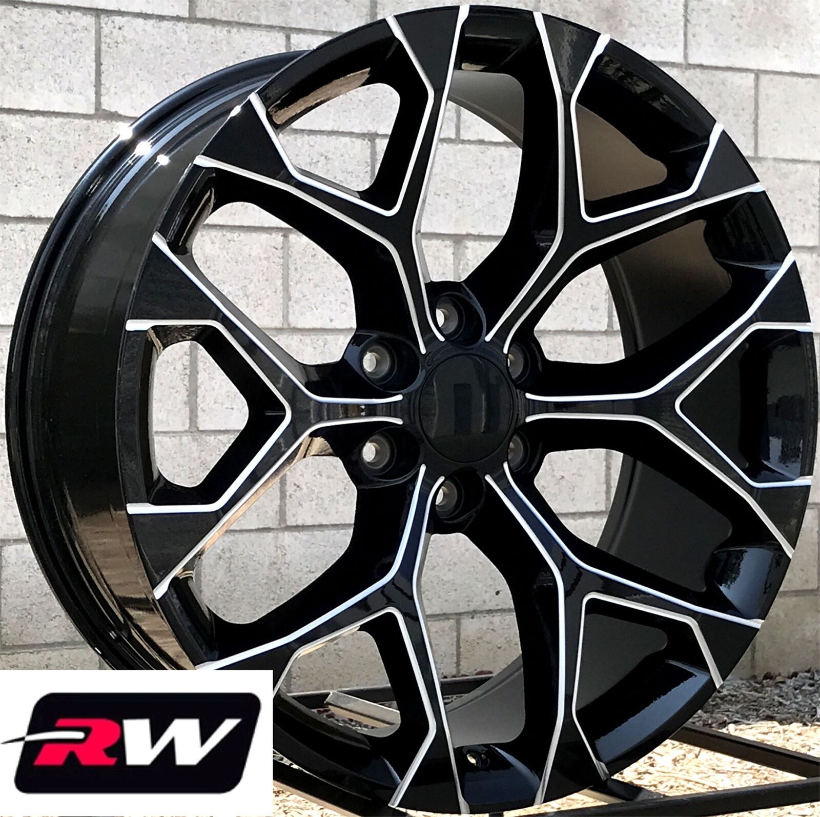 22 X9 Inch RW 5668 Wheels For GMC Truck Black Milled Rims 6x139 7 6