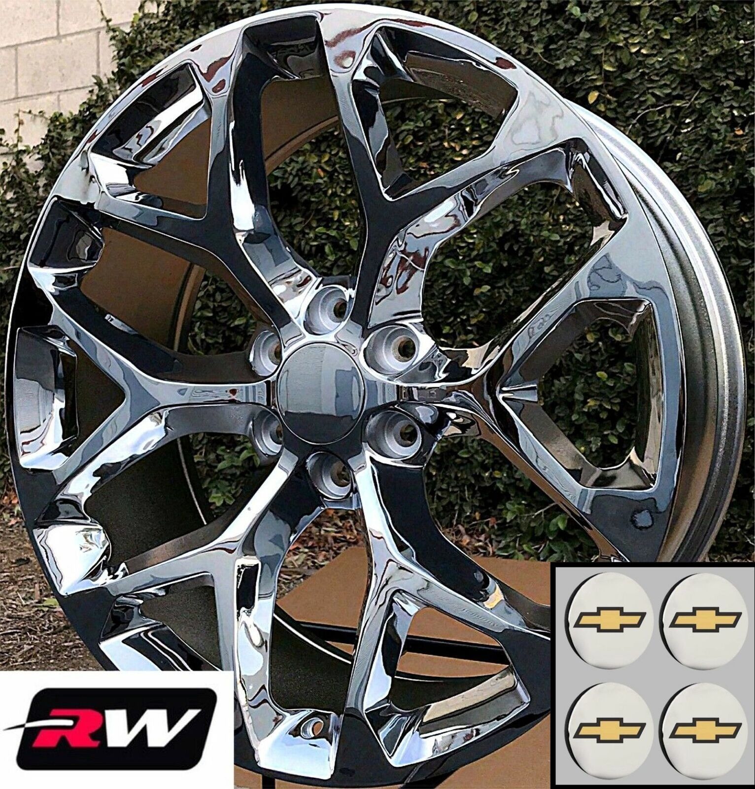 22 x9" inch Chevy Silverado 1500 Factory Style Snowflake Wheels Chrome Rims
