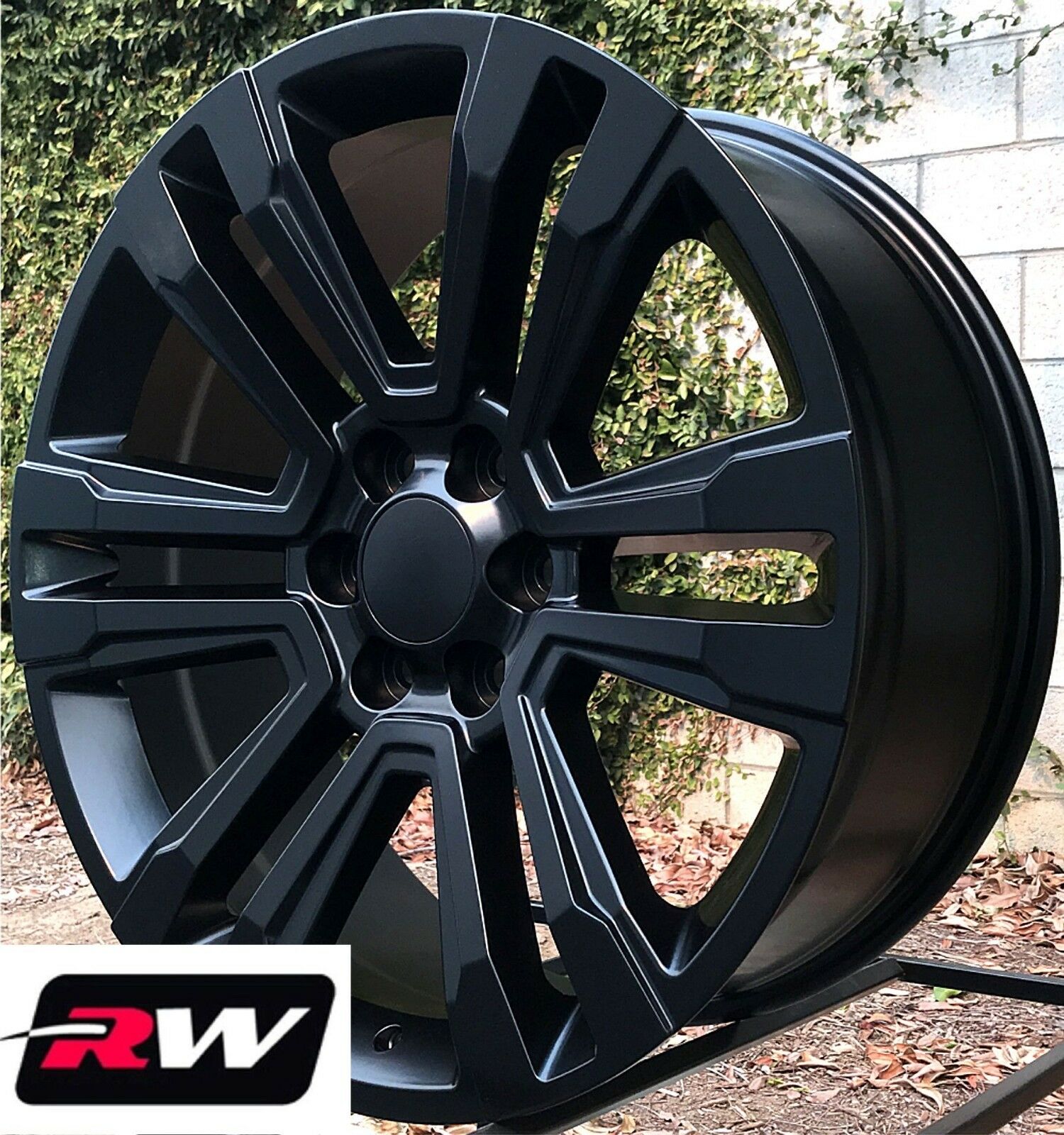 22 inch GMC Yukon Denali 2018 Style Wheels Satin Black Rims Tires fit Suburban